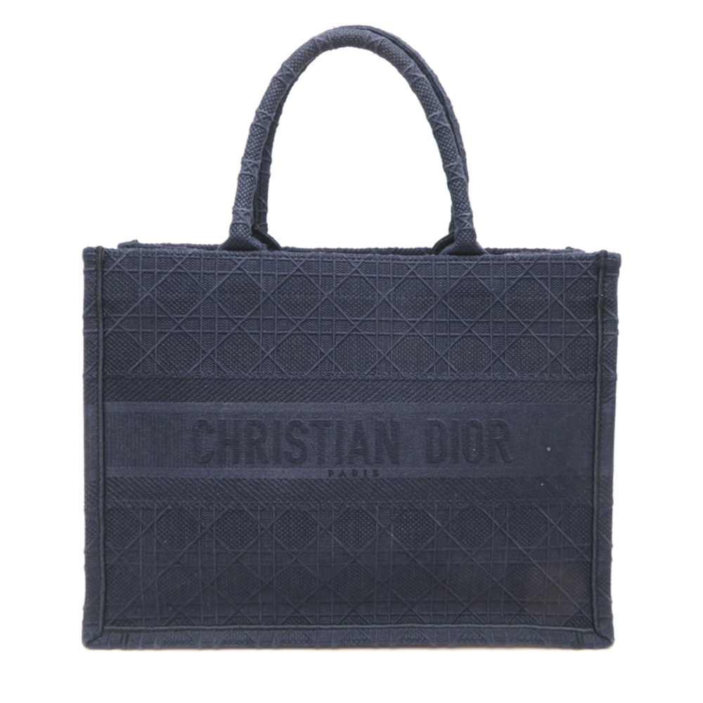Christian Dior Kanner Book Tote Medium Women's Bag, Canvas, Navy